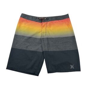 Hurley Mens Sunset Stripe Board Shorts Grey Orange Yellow MBS0009640 Size 32